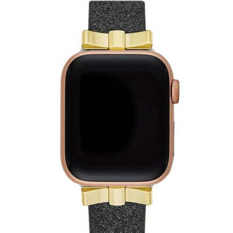 Accessories * | Budget Kate Spade New York Glitter Bow Leather 38/40/41Mm Band For Smart Watch Black