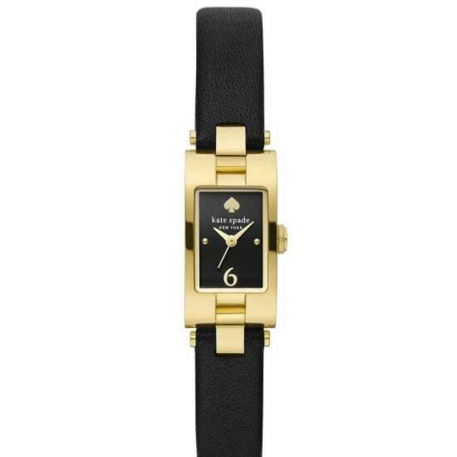 Accessories * | Deals Kate Spade New York Women'S Brookville Three-Hand Leather Strap Watch Black