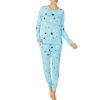 Lingerie * | Deals Kate Spade New York Long Sleeve Crew Neck Planet Print Pajama Set Blue Print