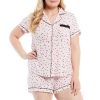 Lingerie * | Hot Sale Kate Spade New York Plus Size Dot Print Jersey Shorty Coordinating Pajama Set Pink Dot