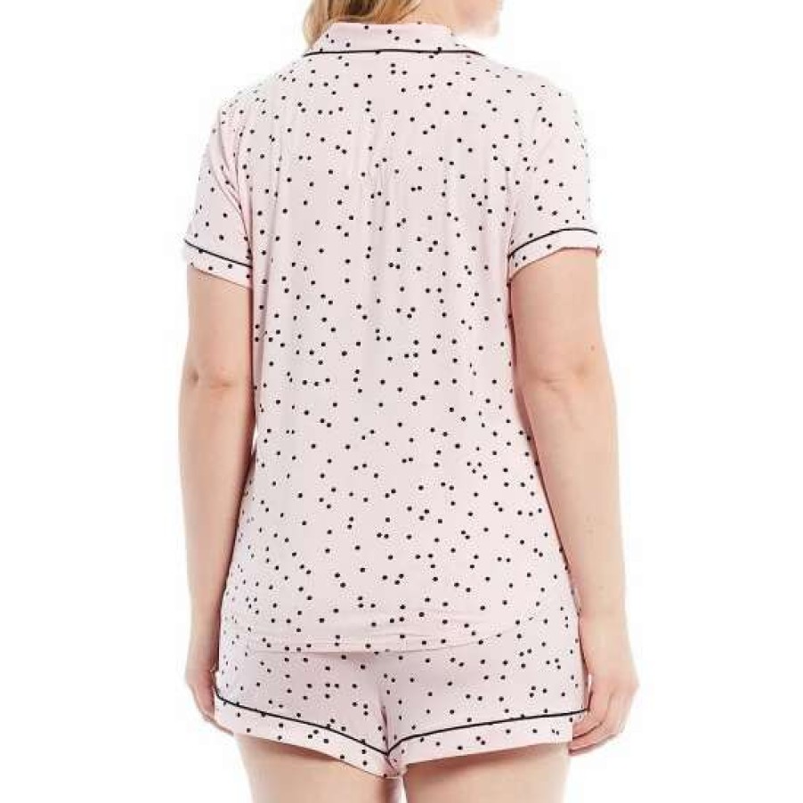 Lingerie * | Hot Sale Kate Spade New York Plus Size Dot Print Jersey Shorty Coordinating Pajama Set Pink Dot