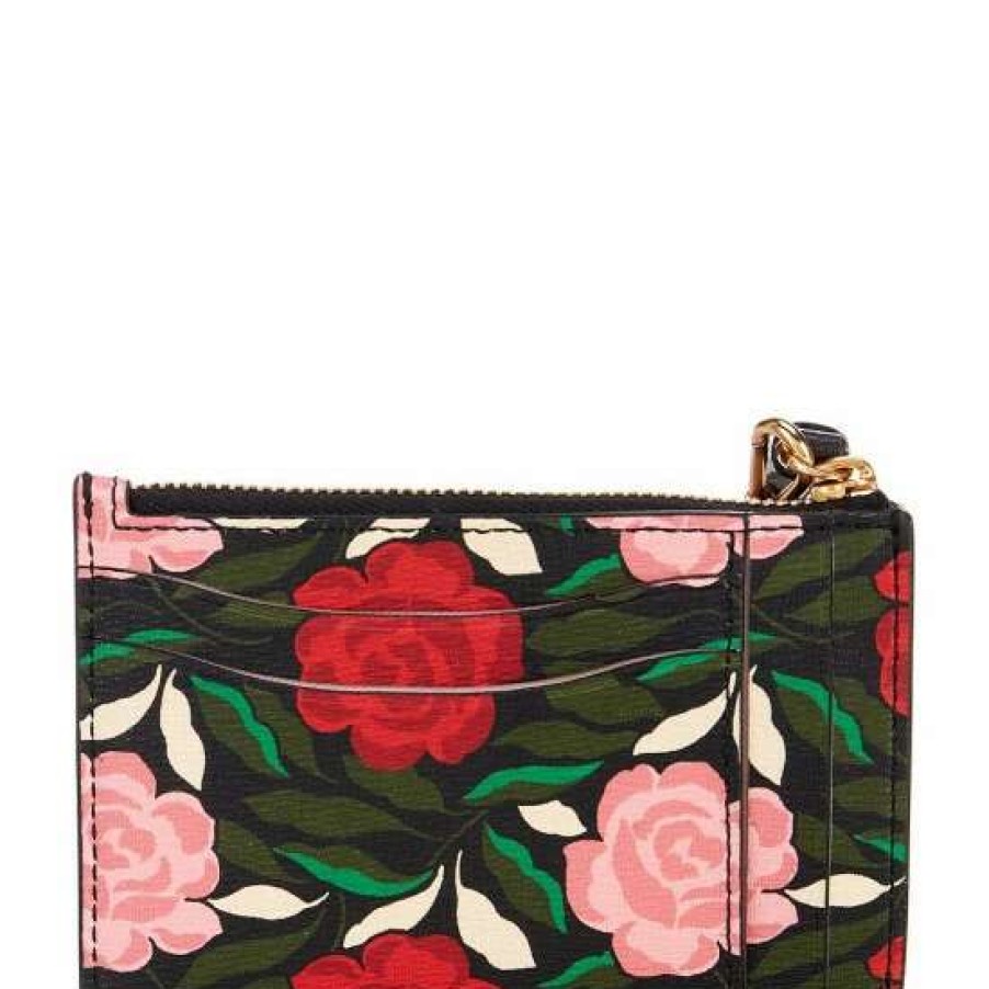 Handbags * | Cheapest Kate Spade New York Morgan Rose Garden Card Case Wristlet Black Multi