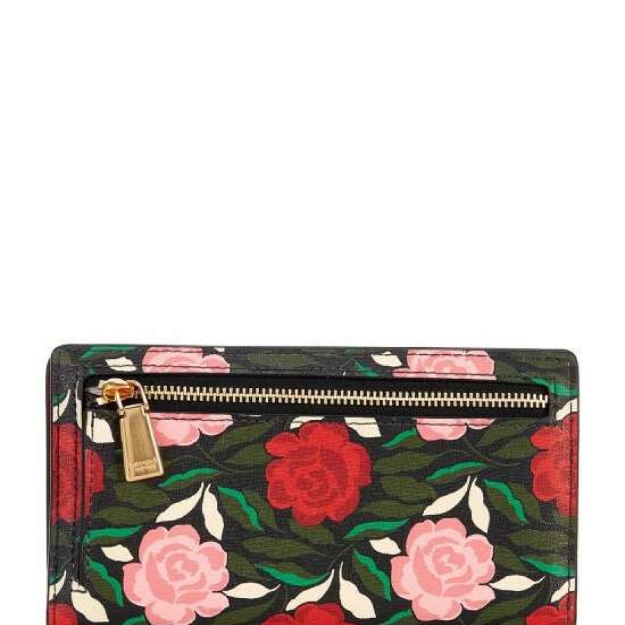 Handbags * | Coupon Kate Spade New York Morgan Rose Garden Slim Bifold Wallet Black Multi