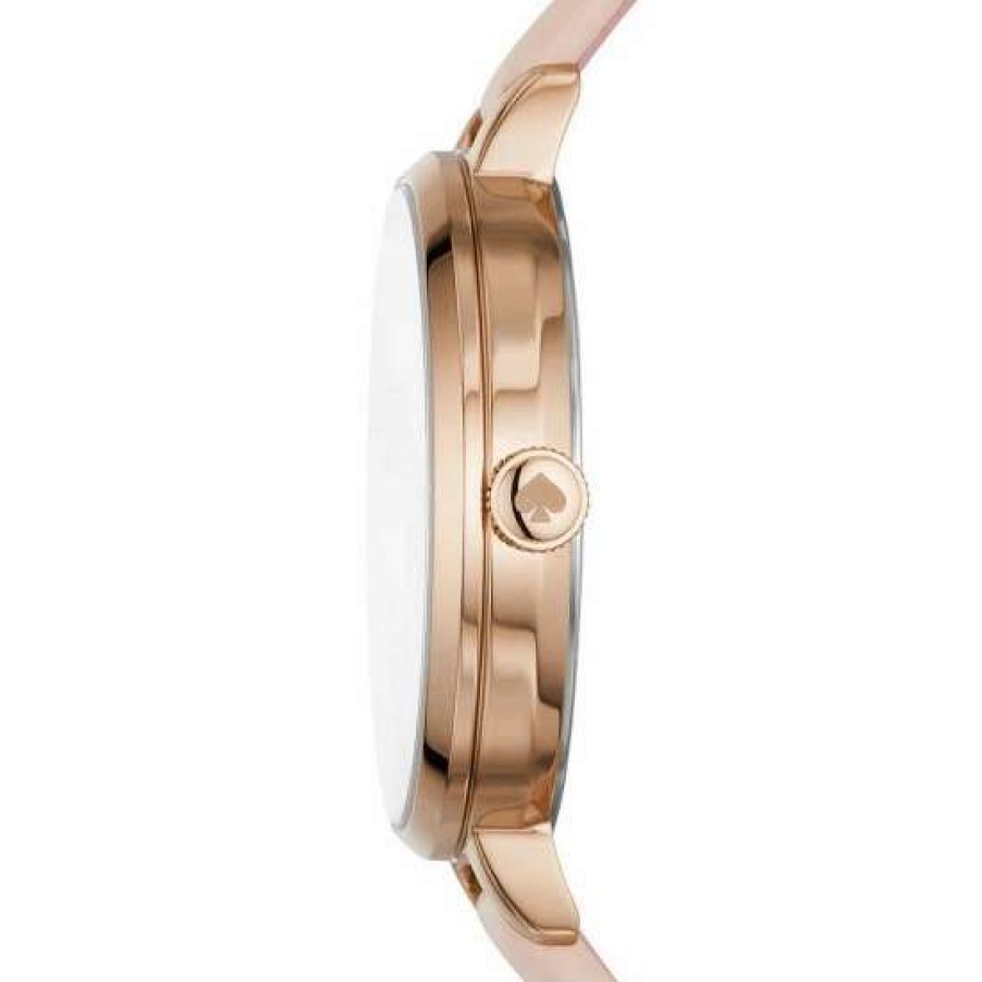 Accessories * | New Kate Spade New York Women'S Metro Three-Hand Leather Strap Watch Pink