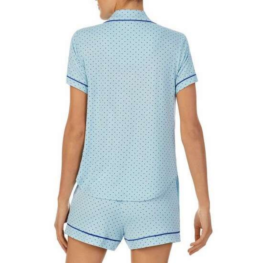 Lingerie * | Discount Kate Spade New York Dot Print Short Sleeve Notch Collar Button Front Shorty Pajama Set Peri Dot