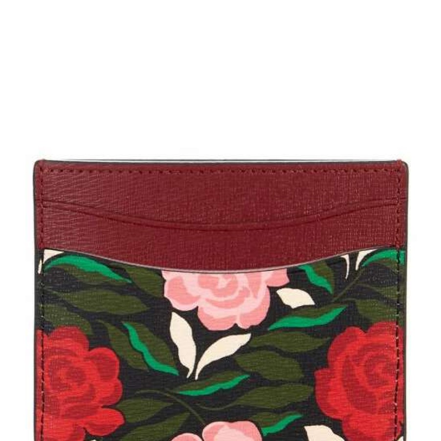 Handbags * | Deals Kate Spade New York Morgan Rose Garden Credit Card Holder Black Multi