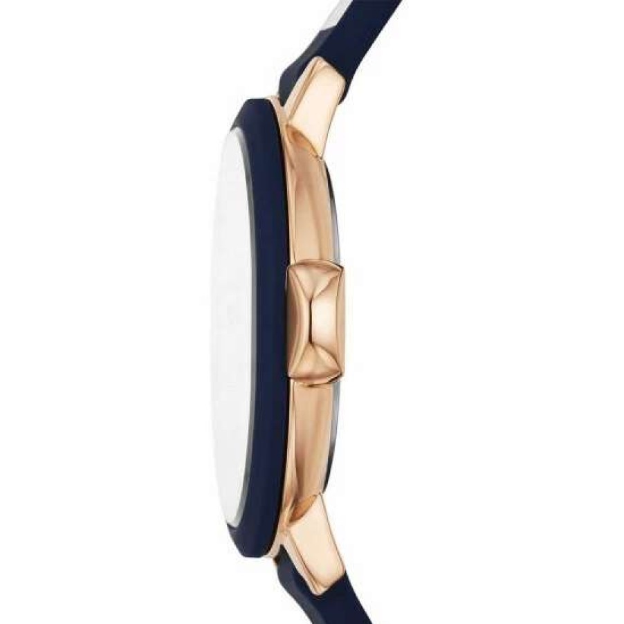 Accessories * | Best Deal Kate Spade New York Women'S Park Row Three-Hand Stripe Silicone Strap Watch Navy