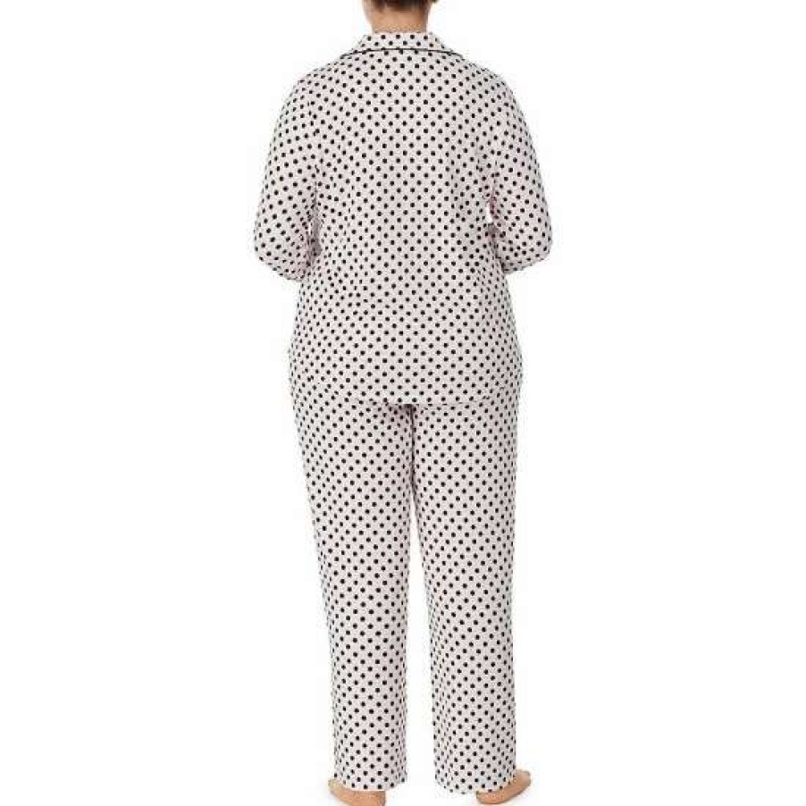 Lingerie * | Cheapest Kate Spade New York Plus Size Dot Print Notch Collar Neck Long Sleeve Pajama Set Blush Dot