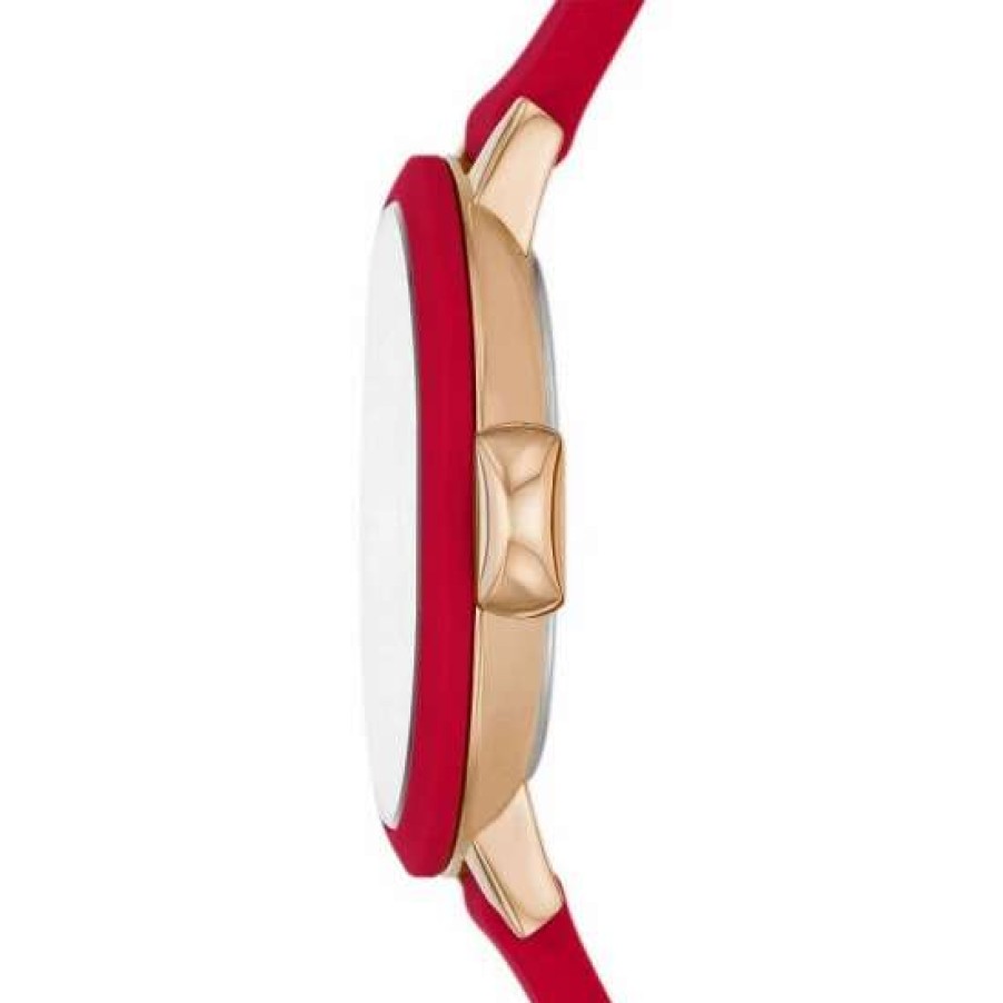 Accessories * | Flash Sale Kate Spade New York Park Row Three-Hand Silicone Watch Red