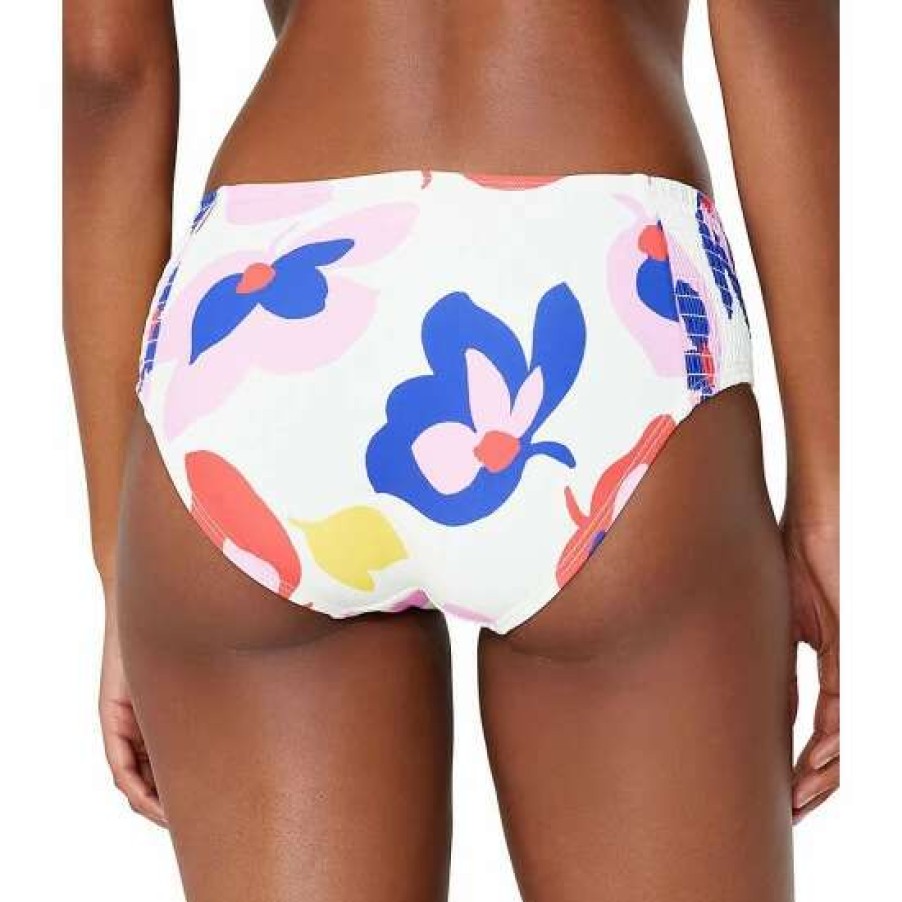 Women'S Clothing * | Flash Sale Kate Spade New York Summer Floral Print Smocked Hipster Swim Bottom Ivory