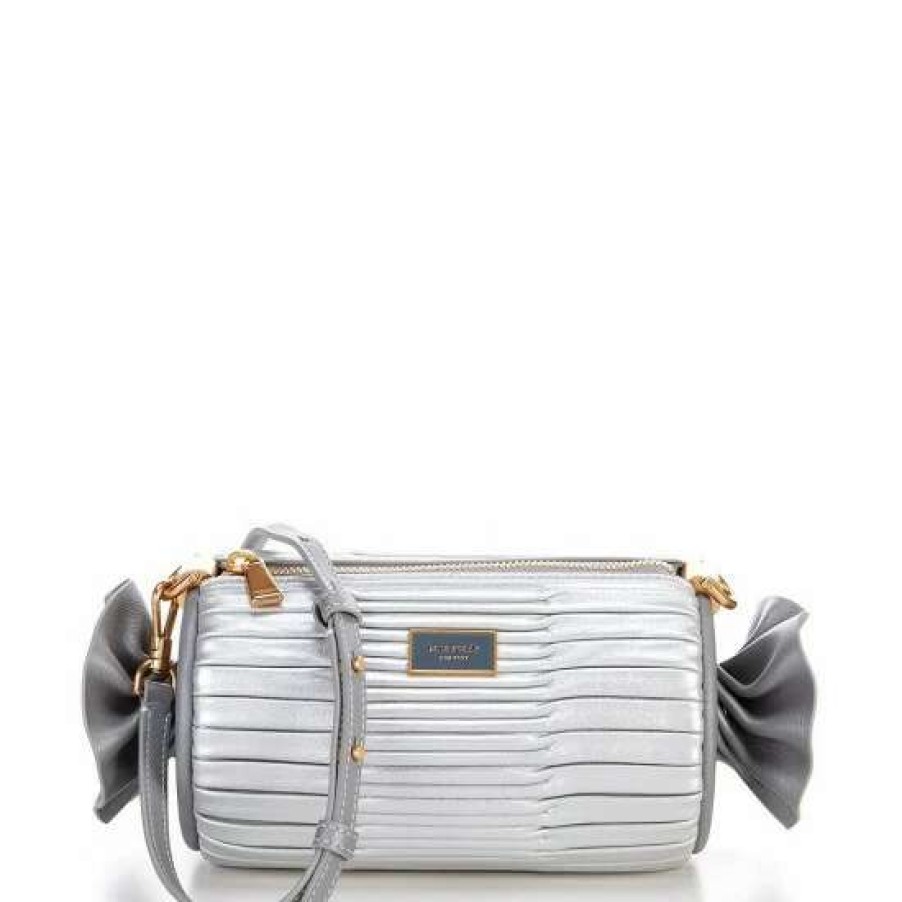 Handbags * | Cheapest Kate Spade New York Small Sweet Treats Metallic Pleated Leather Barrel Bag Starlight