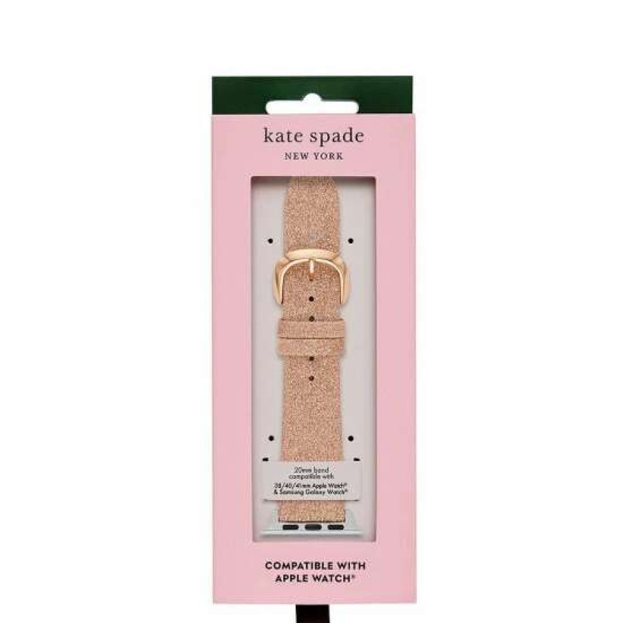 Accessories * | Best Deal Kate Spade New York Glitter Leather 38/40/41Mm Band For Apple Watch Rose Gold