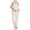 Lingerie * | Promo Kate Spade New York Dot Print Jersey Cropped Coordinating Pajama Set Pink/Black