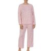 Lingerie * | Outlet Kate Spade New York Plus Size Animal Print Long Sleeve Round Neck Cropped Pajama Set Pink Print