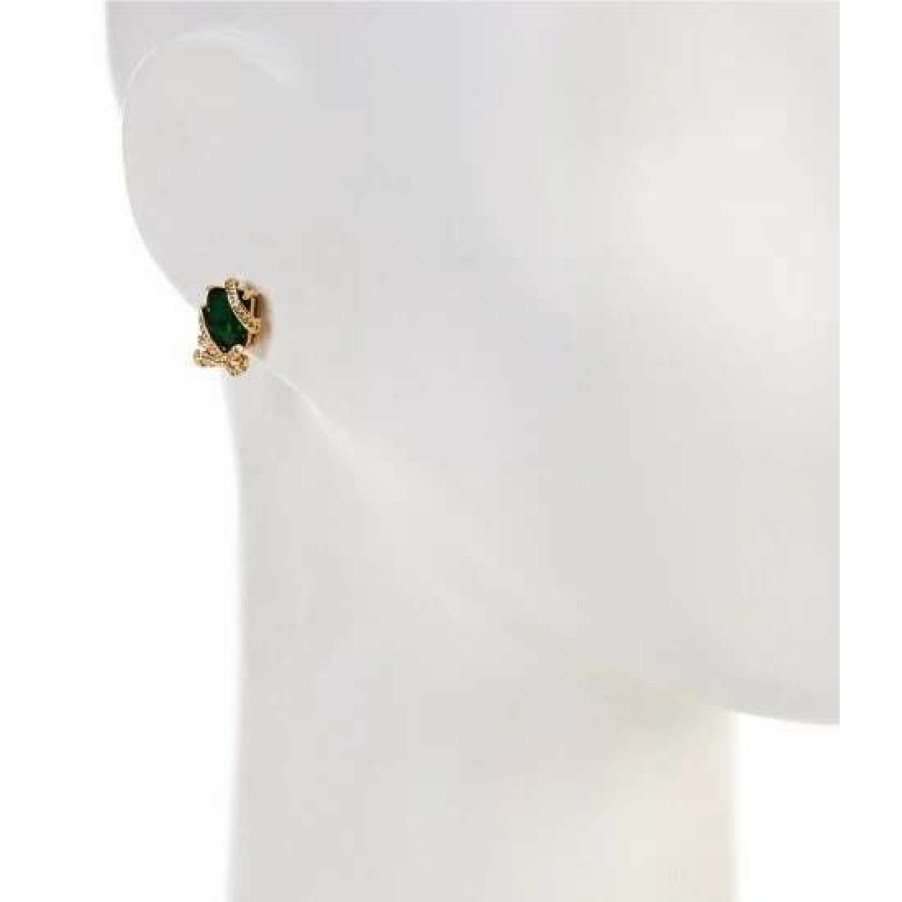 Accessories * | Flash Sale Kate Spade New York Pave Gold Present Stud Earrings Emerald