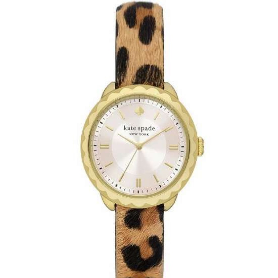 Accessories * | Outlet Kate Spade New York Women'S Morningside Three-Hand Faux Calf Hair Leather Strap Watch Leopard