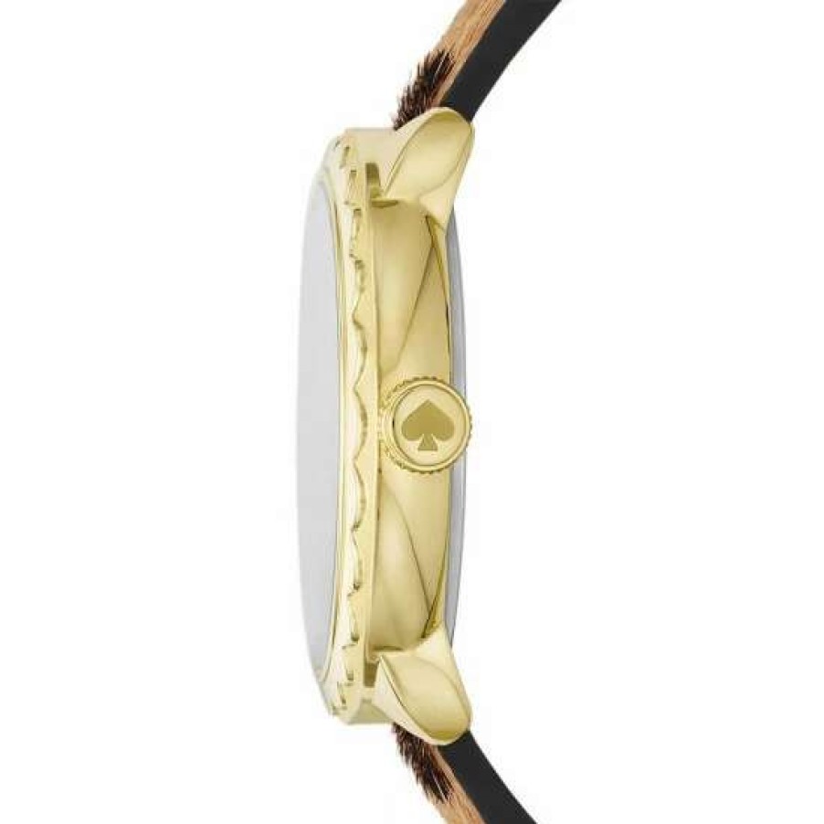 Accessories * | Outlet Kate Spade New York Women'S Morningside Three-Hand Faux Calf Hair Leather Strap Watch Leopard