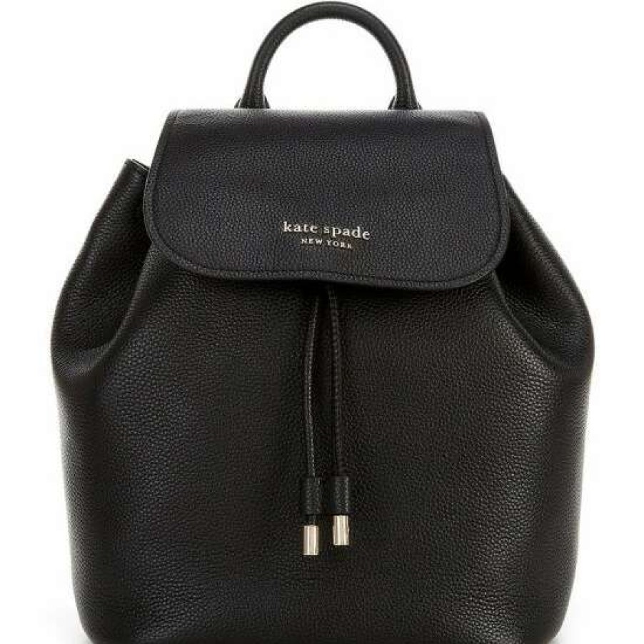 Handbags * | New Kate Spade New York Sinch Pebbled Leather Medium Backpack Black