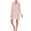 Lingerie * | Brand New Kate Spade New York Long Sleeve Round Neck Short Animal Print Nightgown Pink Print