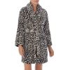 Lingerie * | Buy Kate Spade New York Leopard Print Plush Short Cozy Robe Brown Leopard