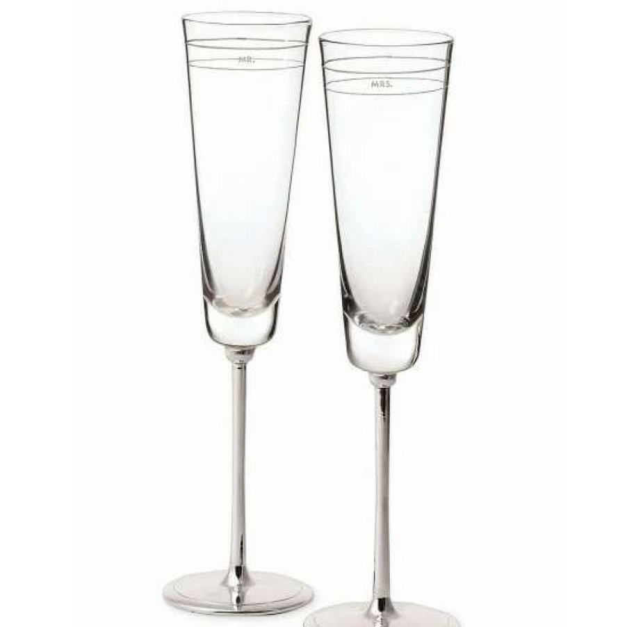 Home * | Promo Kate Spade New York Darling Point #Double;Mr.#Double; And #Double;Mrs.#Double; 2-Piece Champagne Flute Set