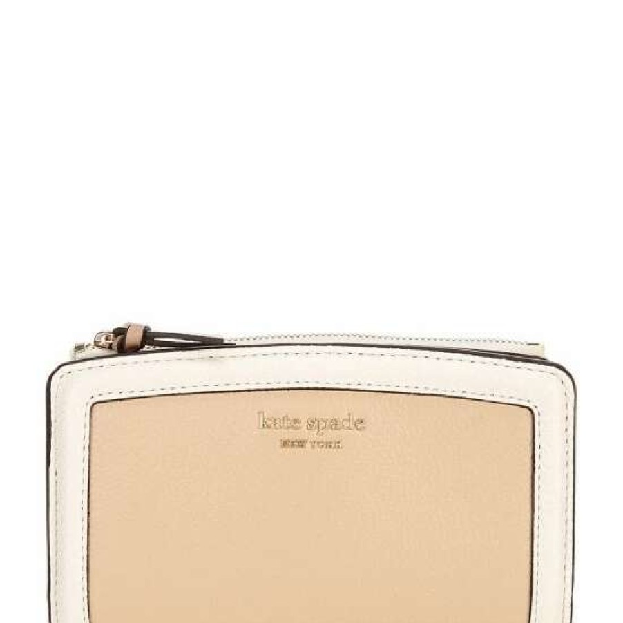 Handbags * | Best Sale Kate Spade New York Knott Colorblock Zip Slim Leather Wallet Warm Stone Multi