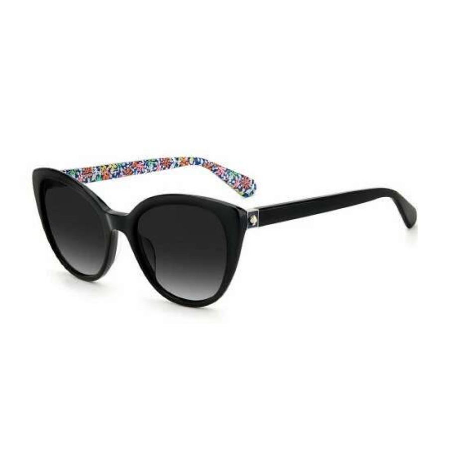 Accessories * | Best Reviews Of Kate Spade New York Women'S Amberlee 55Mm Floral Detail Cat Eye Sunglasses Black