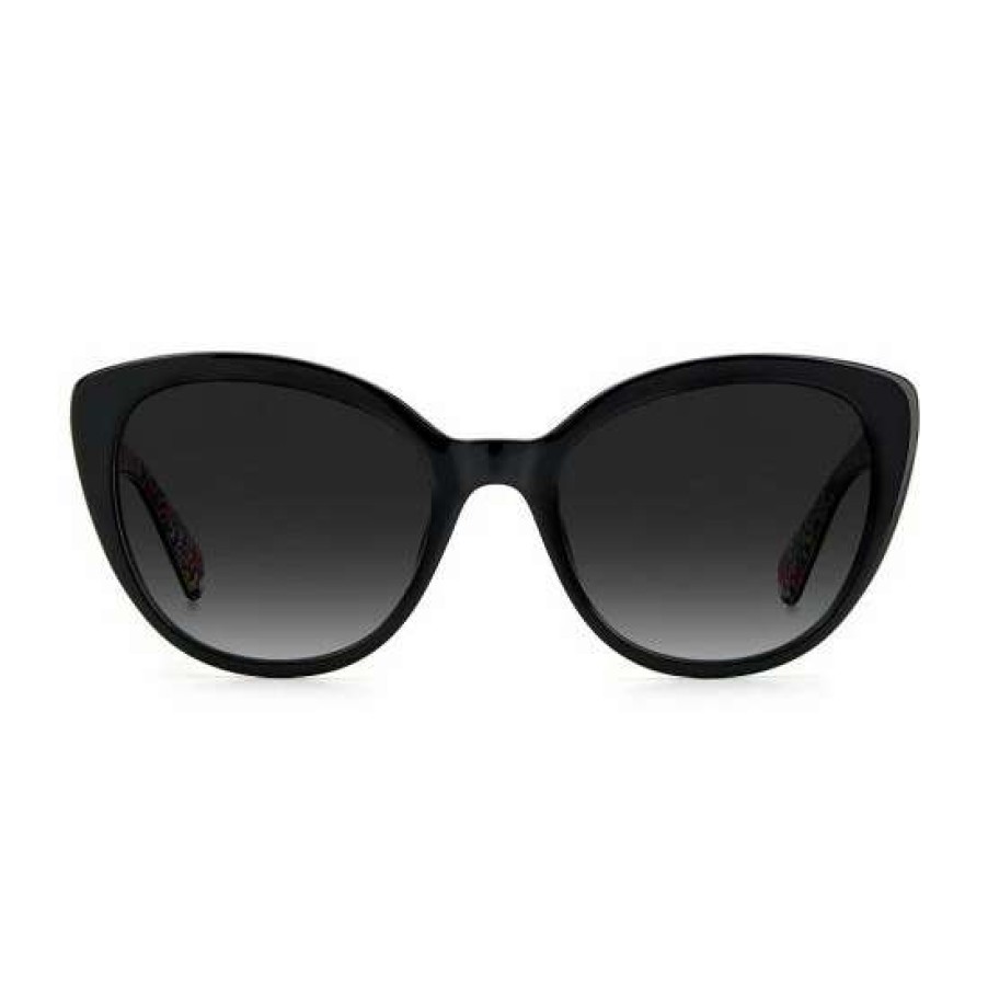 Accessories * | Best Reviews Of Kate Spade New York Women'S Amberlee 55Mm Floral Detail Cat Eye Sunglasses Black